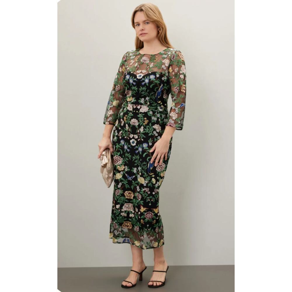 Marchesa Notte Floral Mesh Cocktail Dress Size 14